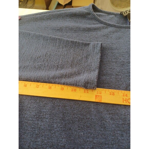 Clara SunWoo blue knit tunic L button accent oversized asymetric minimalist - Picture 7 of 12